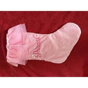 Pink Princess Holiday Stocking with Tulle Ruffle